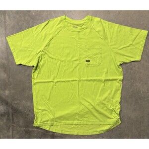 Ariat Rebar T-Shirt Men 2XL Neon Yellow Pen Pocket Workwear Cotton Blend
